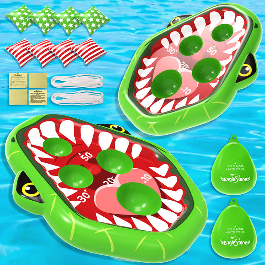 EagleStone Inflatable Pool Cornhole Games ,2PCS Dinosaur  Pool Floats