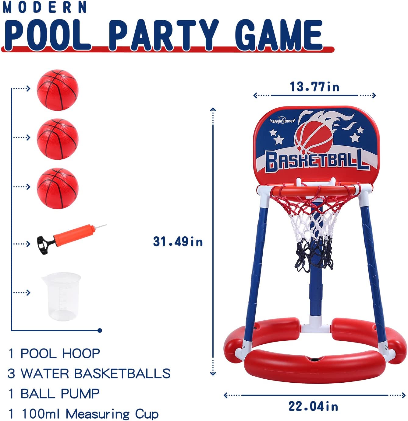 EagleStone Pool Basketball Toys with Backboard