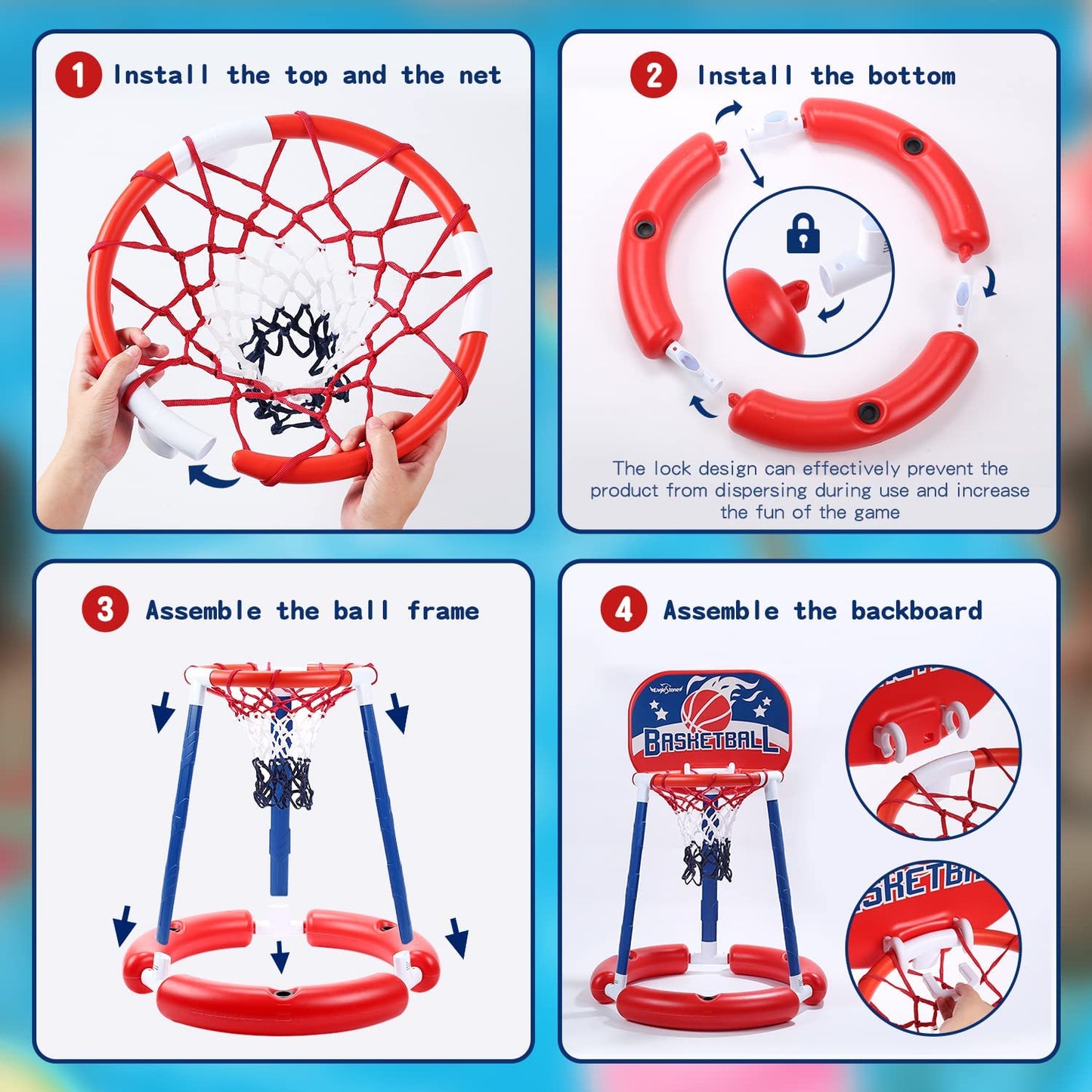 EagleStone Pool Basketball Toys with Backboard