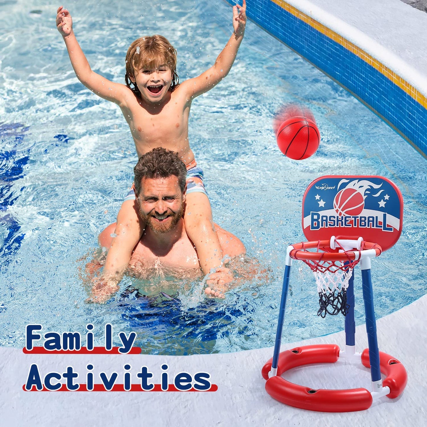 EagleStone Pool Basketball Toys with Backboard